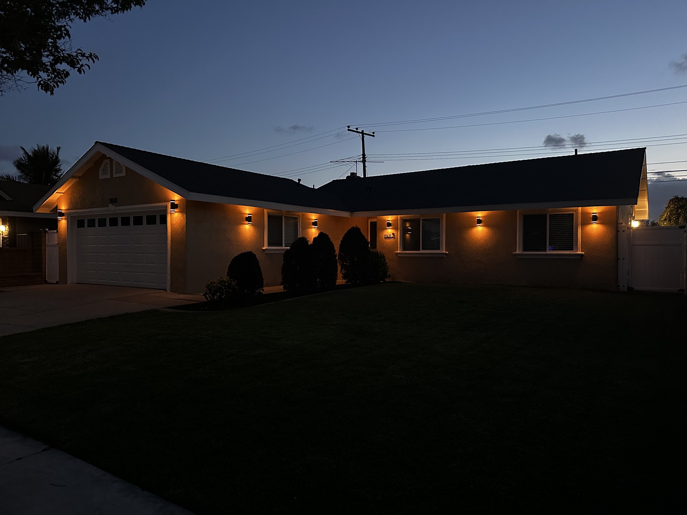 Exterior Night – Full Lawn View